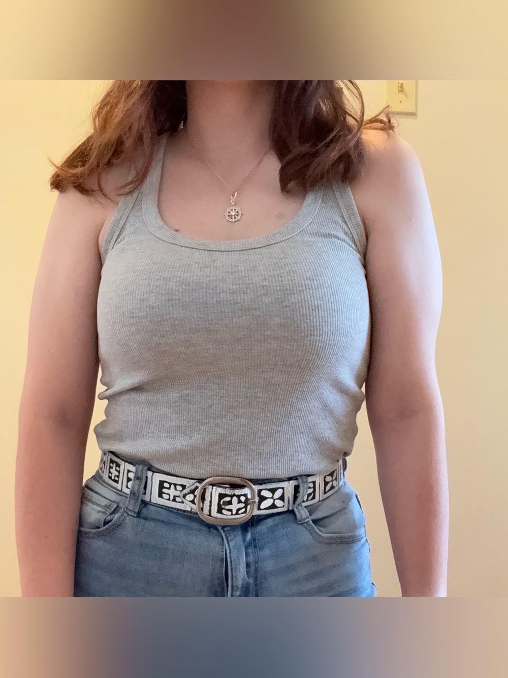 Women's Grey Ribbed Tank Top - Classic Scoop Neck